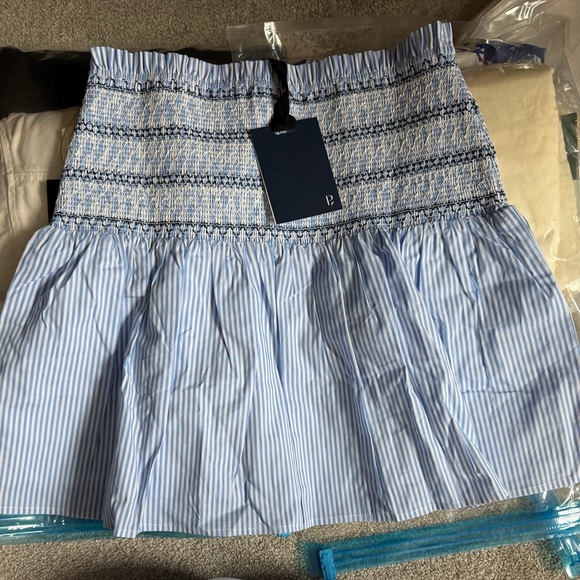Tuckernuck Pomander Place Smocked Seersucker Palerma Skirt - Medium